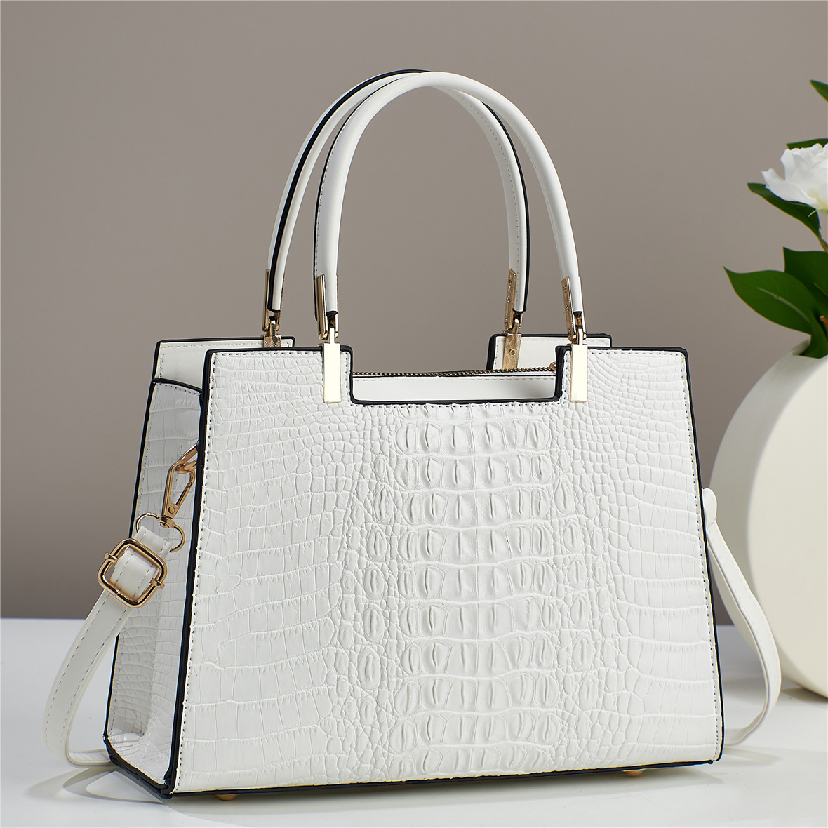 [Bolso de mujer Qishi] 2023 nueva moda cocodrilo patrón bolso de gran capacidad versátil elegante bolso de hombro de mujer