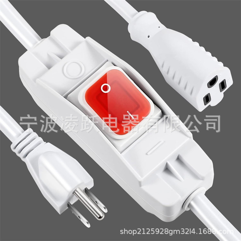 户外防水开/关开关延长线,重型 125v/250v  SJTW 线(6 英尺,白色)