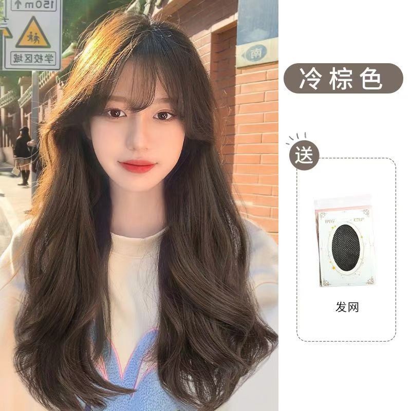 [cool brown] machine-made bangs with big waves