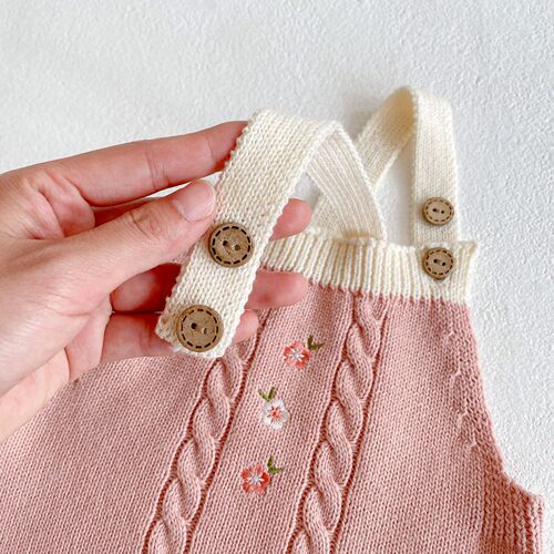  Spring and Autumn Clothes for Infant Girls Knitted Embroidered Sweater Jacket + Twist Romper Suit Single Shot