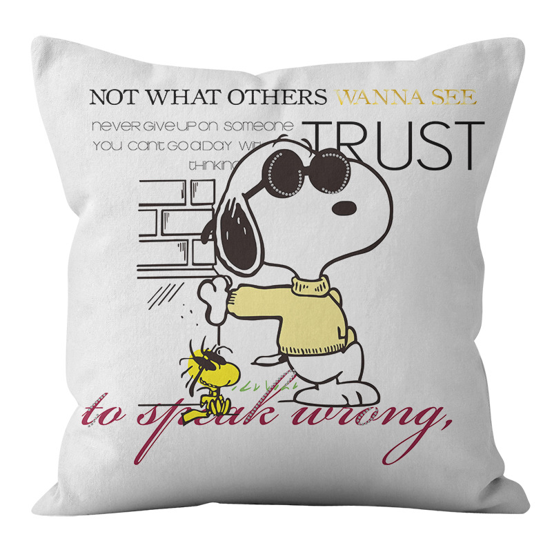 Animación dibujos animados Snoopy almohada cubierta sofá sala de estar dormitorio cojín almohada decoración del hogar simple almohada cubierta