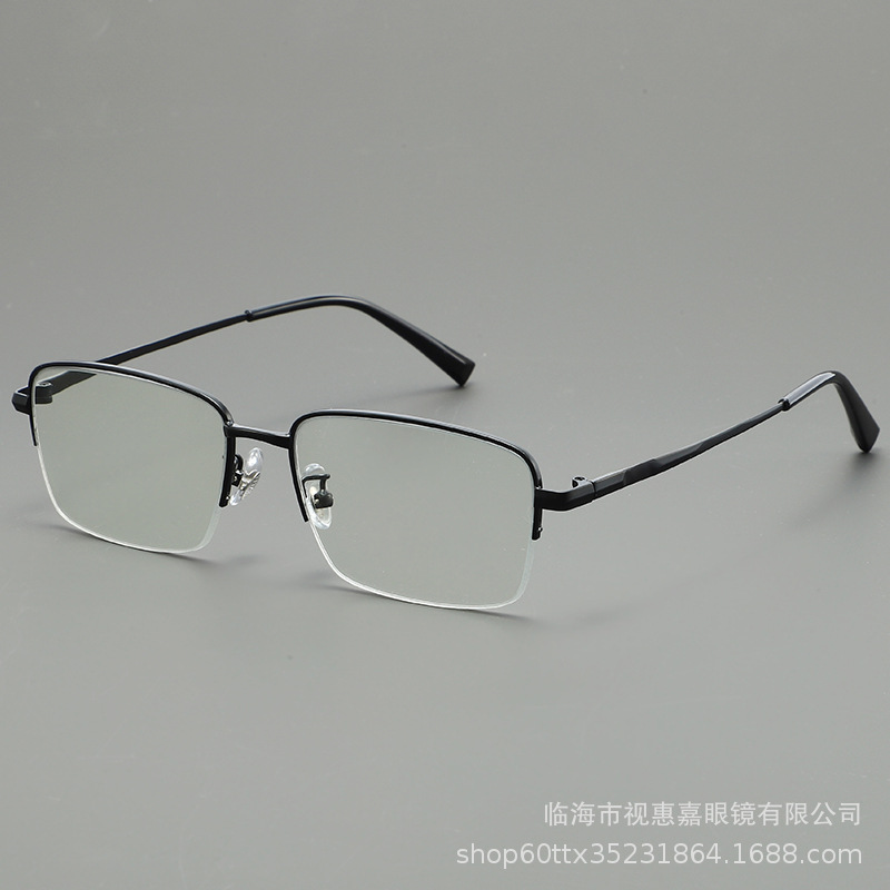 商务半框眼镜男款近视可配度数散光拉丝线镜框细金属防蓝光眼睛架