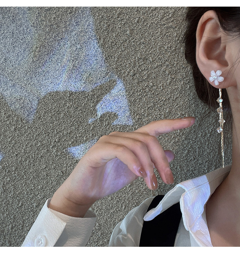 Fashion Tassel Flower Copper Inlay Zircon Drop Earrings 1 Pair