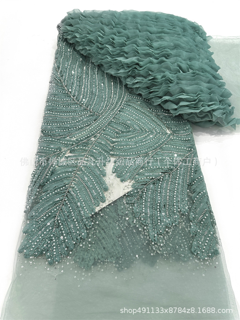 Nuevo fabricante de ondas en stock telas bordadas de alta fijación vestido de boda vestido de tela de moda image 10