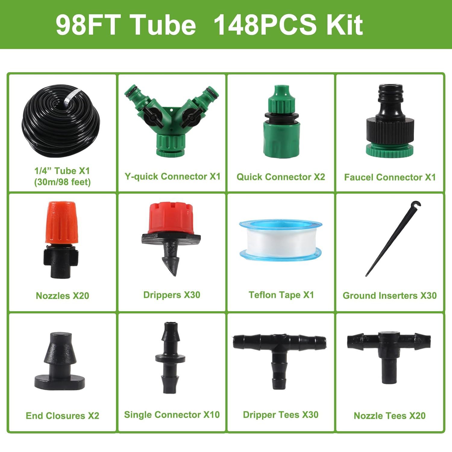 20 juegos de atomización de rociadores automáticos de patio, rociadores de riego ajustables, riego automático, sistema de riego por goteo