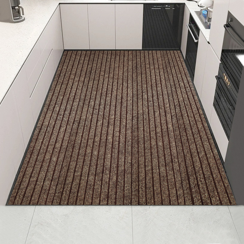 7 줄무늬 PVC 바닥 커피 카멜 [두꺼운 내마모성]]