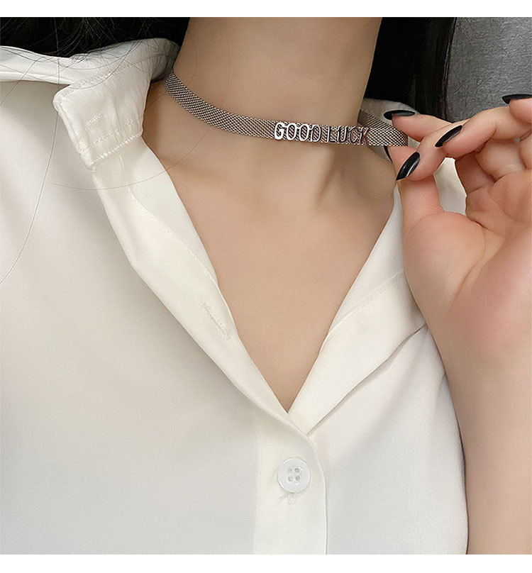 1 Piece Quantity Holiday Occasion 304 Stainless Steel Material Letter Pattern Vacuum Plating Real Gold Plated 18K Gold Gold Plating Silver Plated Letter 304 Stainless Steel Fashion Waterproof Non Tarnish Titanium Steel Choker