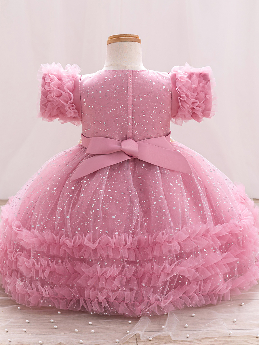 Vestido de niña de comercio exterior transfronterizo vestido de princesa esponjoso con lentejuelas con cuentas vestido de bebé para niños