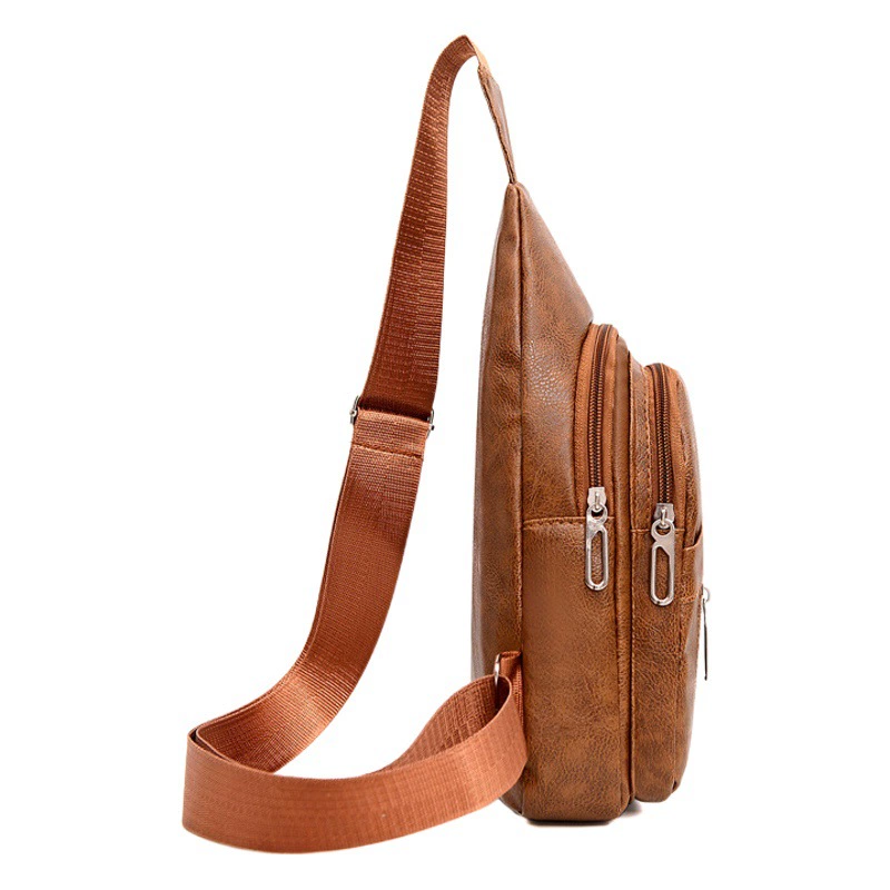 Трансграничный нагрудный маленький рюкзак, модная спортивная сумка через плечо из искусственной кожи с отверстием для наушников, Мужская нагрудная сумка большой емкости