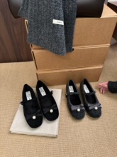 2025冬上新温柔毛呢蝴蝶结内玛丽珍鞋女秋冬可爱圆头加绒单鞋