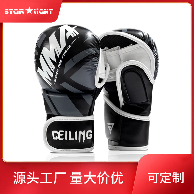 Customized Professional Half-Finger Mma Boxing Gloves, Mixed Martial Arts Gloves, Ufc Thickened Gloves for Sandbag Training