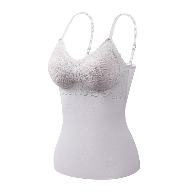 Camisola térmica de terciopelo de doble cara con almohadilla en el pecho top de ropa interior térmica sin costuras de cachemir de seda para mujer