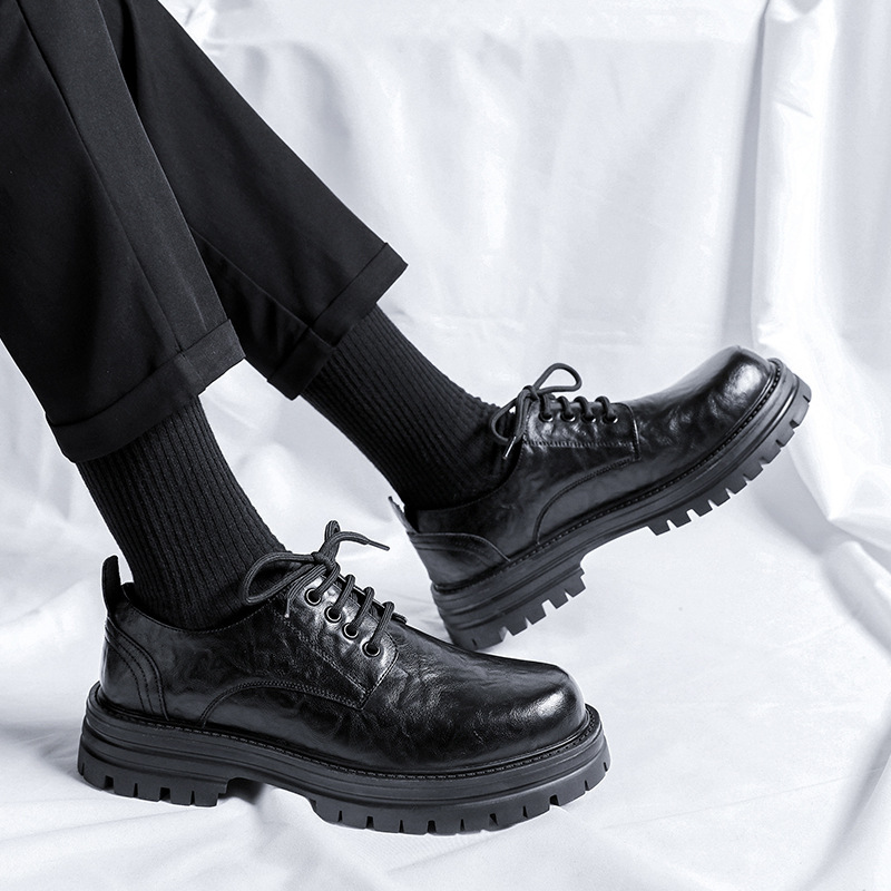 Big Toe Autumn and Winter British Yuppie Wide Feet Business Formal Groom Workwear Black Small Suit Men's Leather Shoes