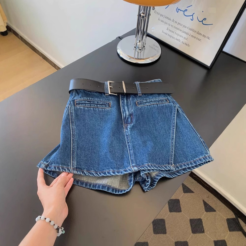 American-Style Spicy Girl Design Denim Shorts for Women, New Summer High-Waisted Plus-Size Hip-Covering Versatile Shorts Ins