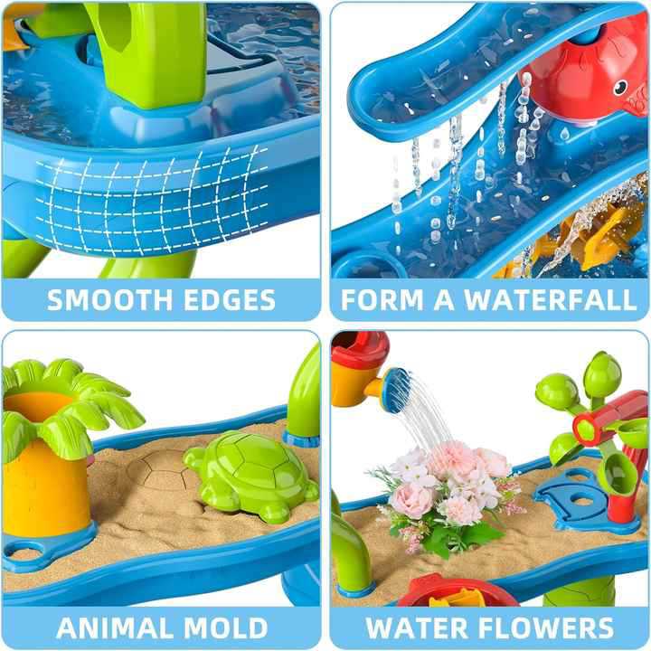 Mesa de playa transfronteriza, juguetes para niños, interior al aire libre, mesa de agua de playa de cinco pisos, juguetes educativos interactivos para padres e hijos al por mayor