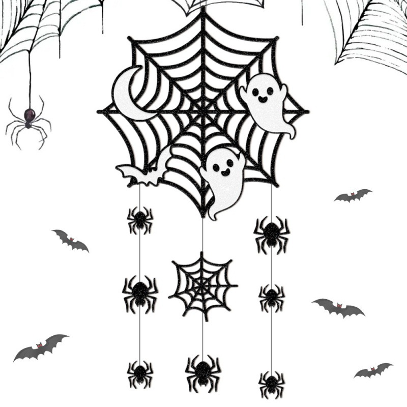 Nuevo cross-border decoración de Halloween puerta colgante fantasma de tela de araña colgante decoración de fondo de Halloween colgante