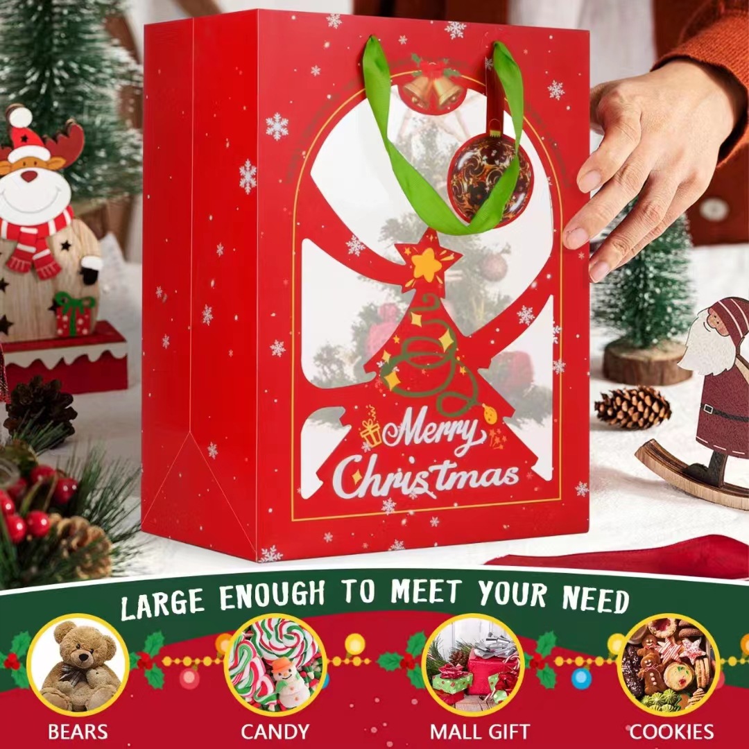 橱窗手提袋 鲜花花束开窗袋子糖果礼品包装袋 开窗纸袋