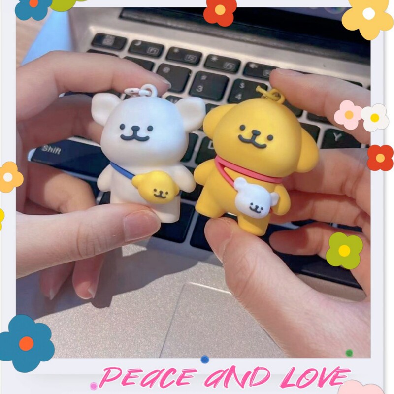 Wholesale net red lovers genuine line decompression puppy cartoon key chain pendant careful schoolbag doll can be trendy