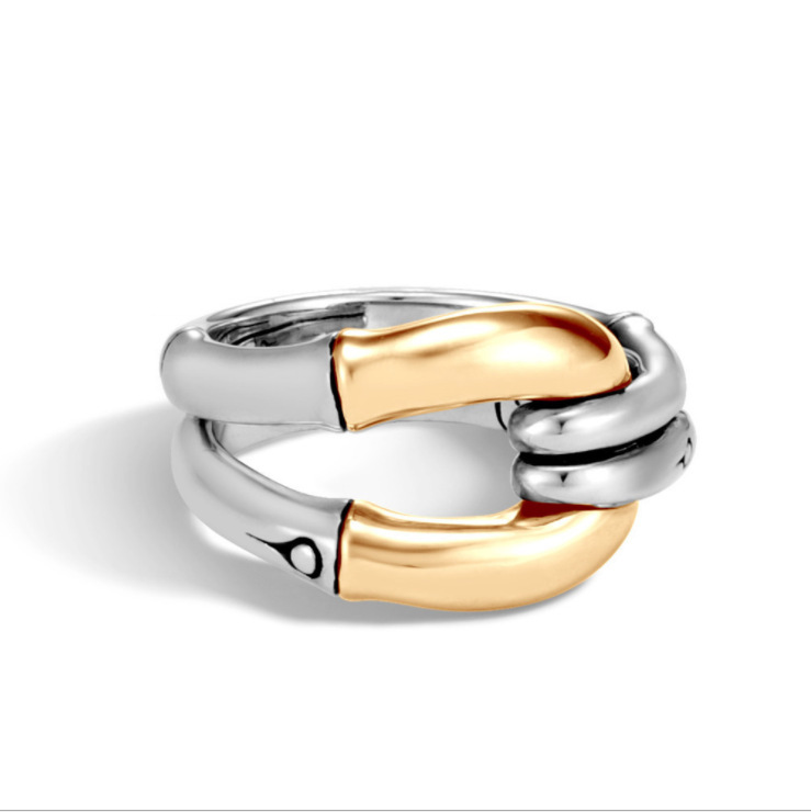 Copper Material Geometric Pattern Wholesale Jewelry IG Style Retro Geometric Copper 18K Gold Plated Plating Rings