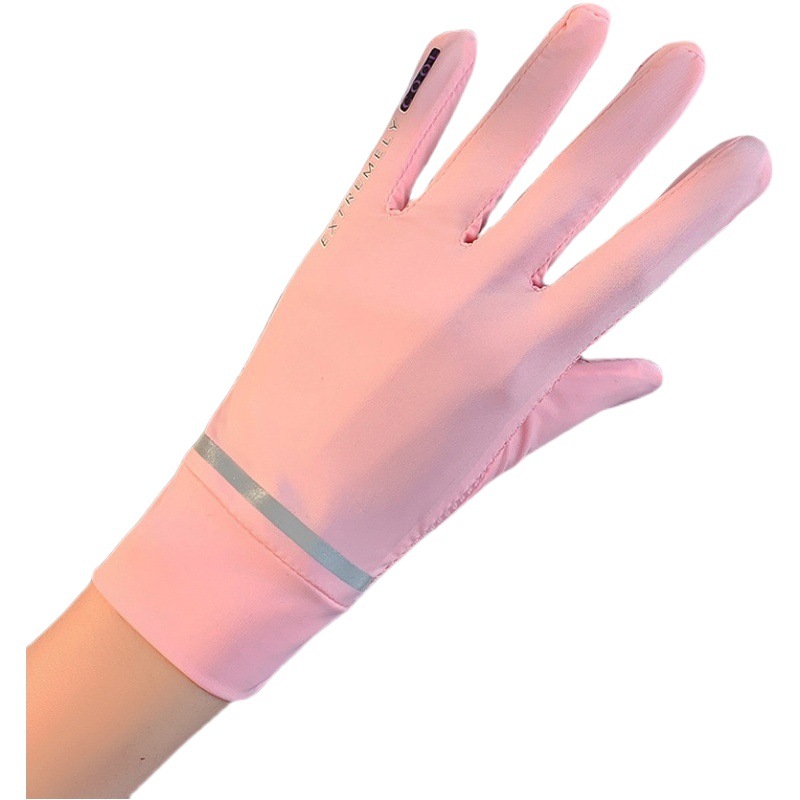 Guantes de protección solar para mujeres Protección UV Seda de hielo Guantes de pantalla táctil dedo completo conducción delgada equitación pesca fugas guantes de dedo