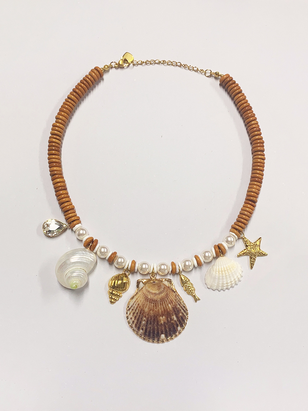 Titanium Steel Material Shell, Fish Pattern Women's Gender Wholesale Jewelry Exaggerated Marine Style Shell Fish Titanium Steel Necklace