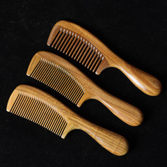 Wholesale Green Sandalwood Comb, Jade Sandalwood Comb Large Wide-Tooth Massage Health Comb, Drum Handle Sandalwood Comb