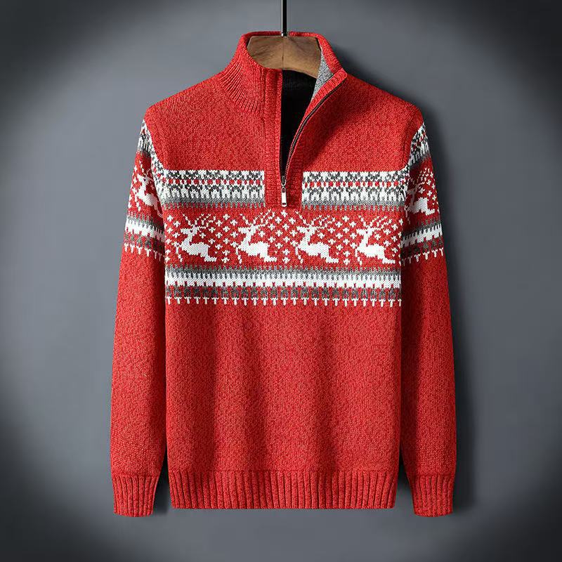 Demi-season keep warm trend sweater with zipper