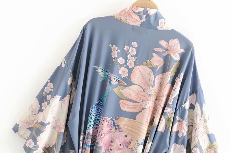 fashion loose strapped printing robe  NSAM42383