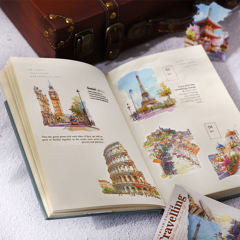 Ketchup girl original de viaje paisajismo PET pegatinas en la parte posterior de la bolsa, vamos, serie de decoración de cuenta manual 6 estilos