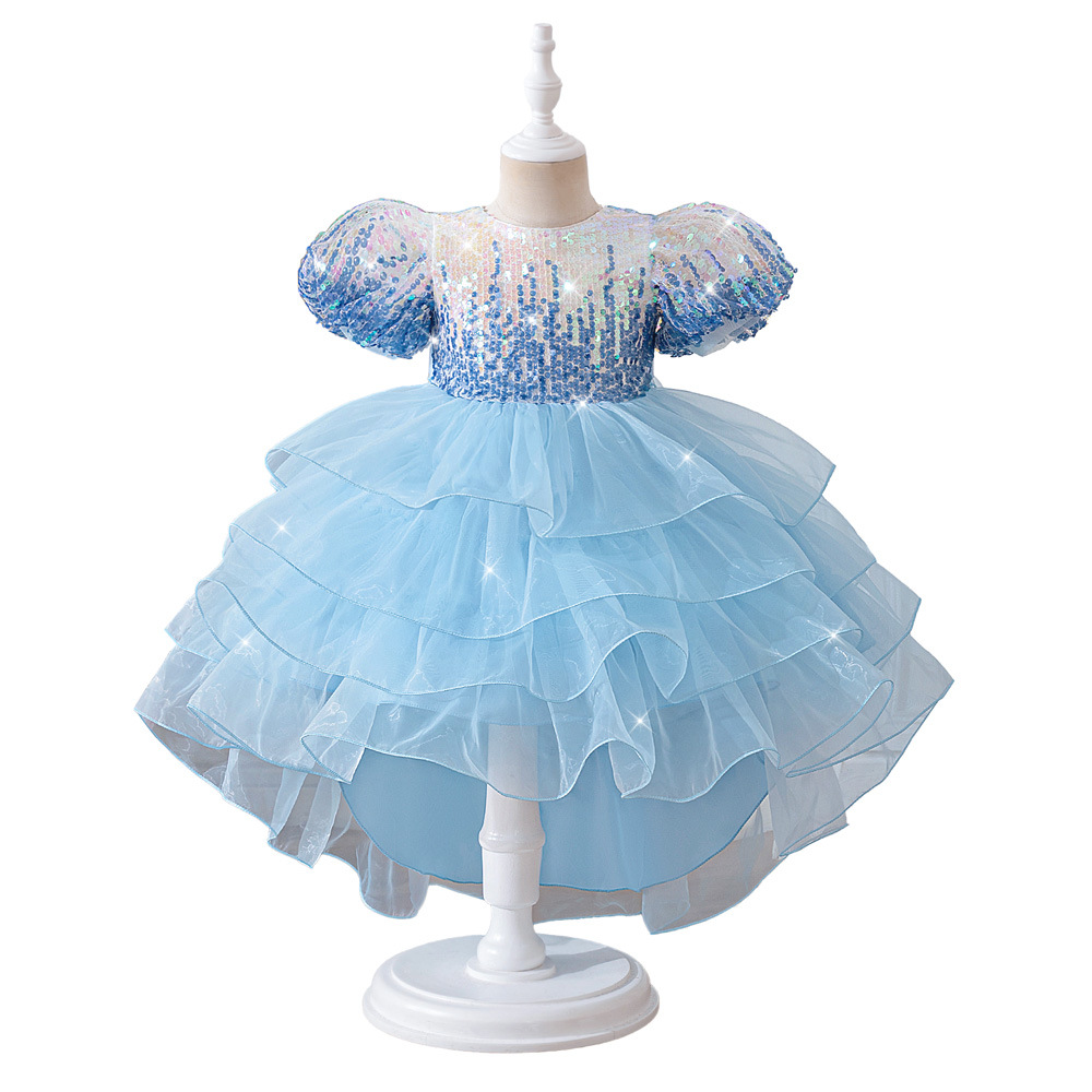 Vesta de princesa infantil de moda de sequillas brillante vestido de niños piano vestido de espectáculo vestido de banquete vestido de noche