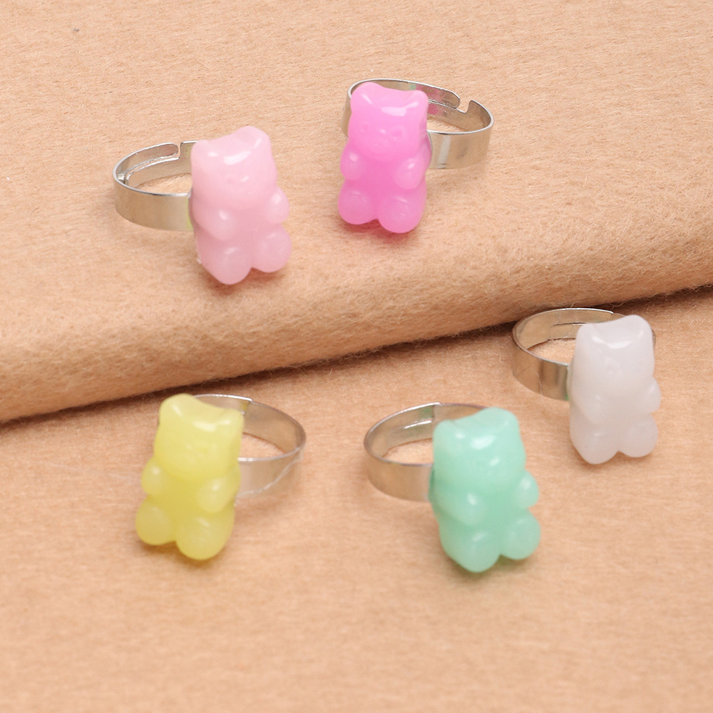 Fashion Simple Solid Color Resin Multi-color Bear Ring Wholesale Nihaojewelry display picture 3