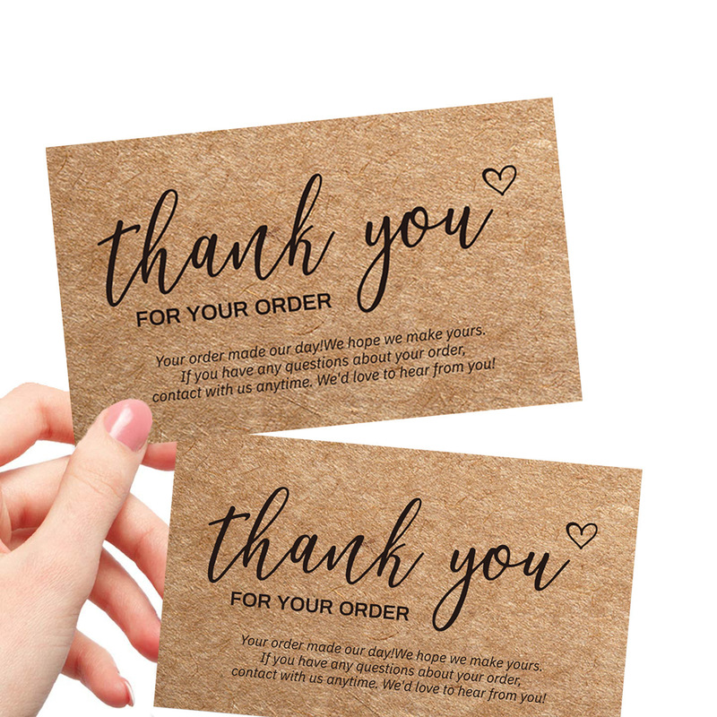 50 Sheets/Pack Ready-Made Kraft Paper Thank You Card Message Blessing Greeting Card Blank Handwritten Postcard Decorative Small Card