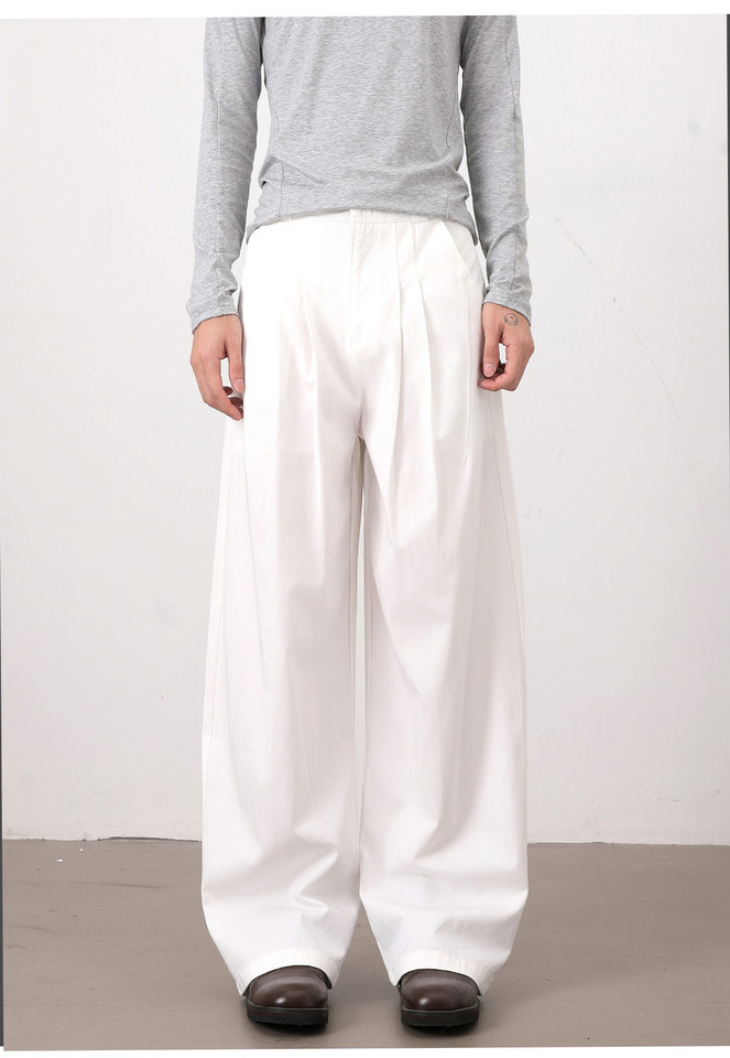 Quần tây nam dáng chữ A xếp ly đôi form rộng rủ, phong cách công sở casual — Màu kaki, Màu trắng, màu đen chi tiết 16