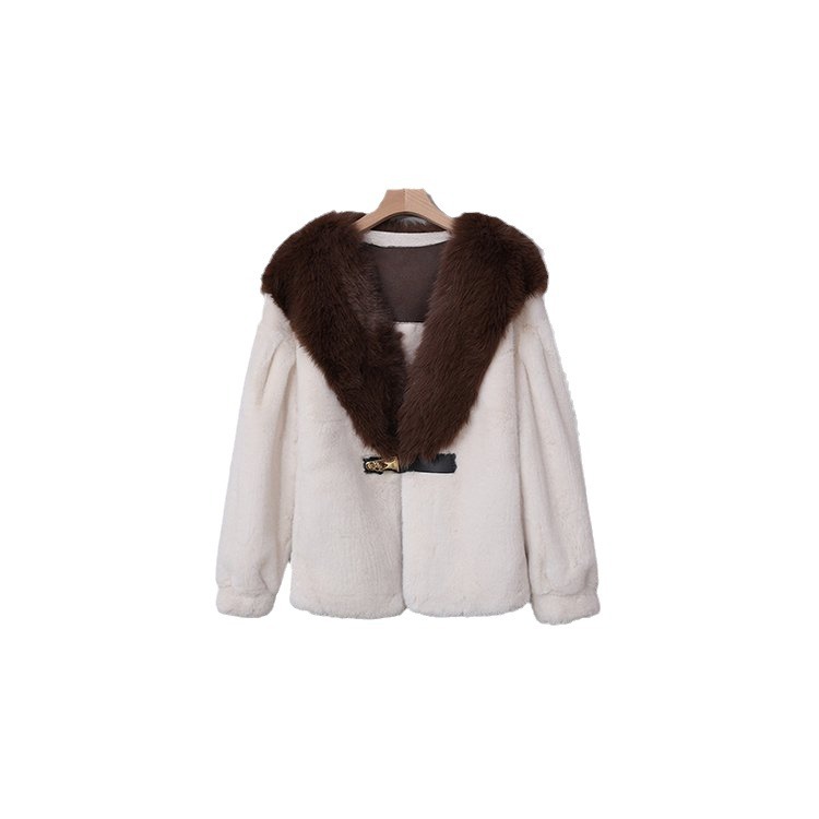 Women's Clothing fur short jacket fashionable and versatile mink velvet splicing buckle jacket_voghion.com