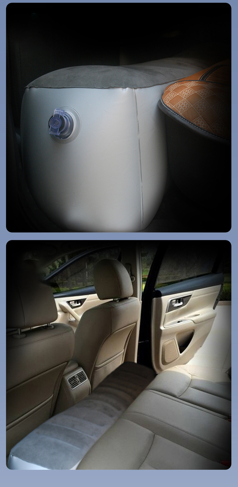 Portable inflatable rear seat cushion for car, inflatable cushion for car back seat, comfortable seat cushion for home and self-driving trips