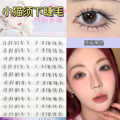 小猫须下睫毛手绘漫画嫁接感清透自然上镜单簇分段式新中式假睫毛