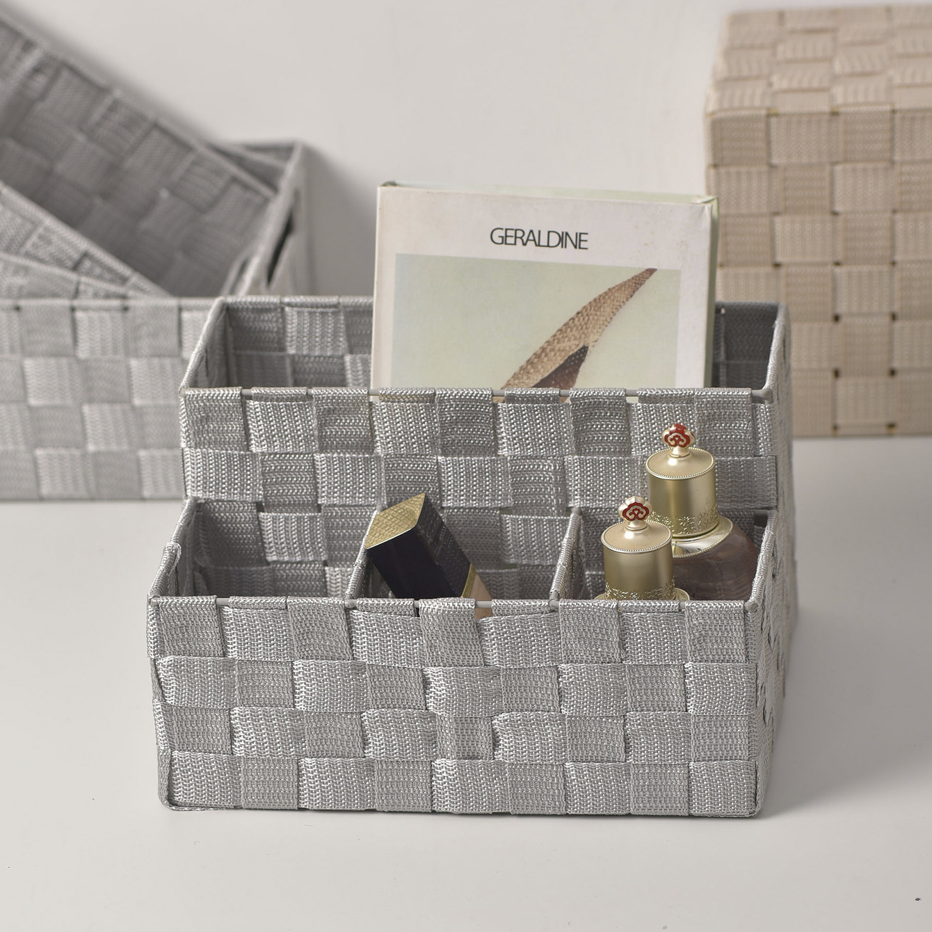 Cesta de almacenamiento multifuncional moderna y simple de cuerda de algodón para cosméticos de almacenamiento de escritorio, artículos diversos, bocadillos, juguetes, canasta de almacenamiento