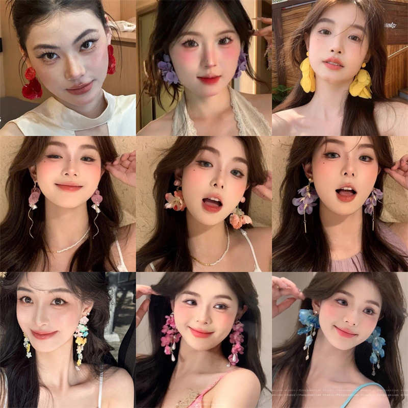 Retro Red Shell Tassel Earrings, Fashionable Accessible Luxury High-End Earrings, Personalized Bridal Dress, Dressing Gown Earrings