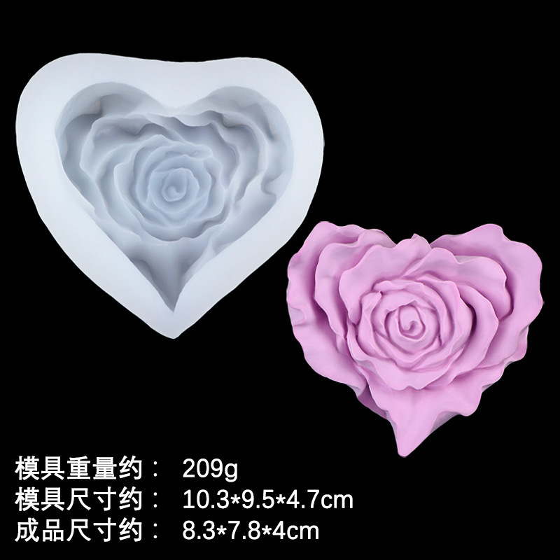 Rose love aromaterapia vela molde de silicona yeso de bricolaje molde de jabón hecho a mano pastel molde de horneado de chocolate