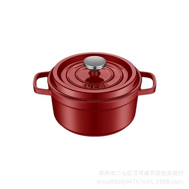 Супор Эмалированный Чугунный Горшок для Супа и Тушеного Мяса ET24MF01-R, Прочный Эмалированный Посуда для Газовой Плиты