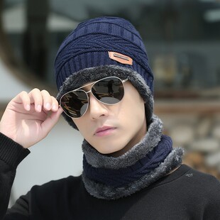 Hat Men's and Women's Winter Thickened Warm Knitted Wool Hat Autumn and Winter Korean Style fleece-lined Cold-proof Cycling Men's Cotton Hat