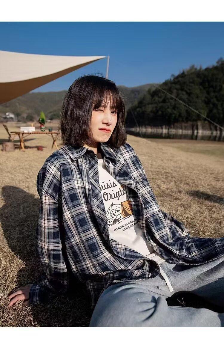 Plaid INS New Standard Trendy Long Sleeve Elegant Youth Popular Men's Harajuku Fashion Spring Autumn Shirt Daily_viptrois.com