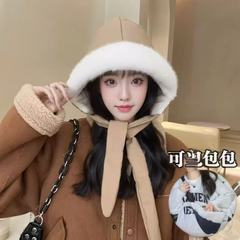 冬季羽绒棉包包两用雷锋帽加厚巴拉克拉法帽子女护耳帽保暖包头帽