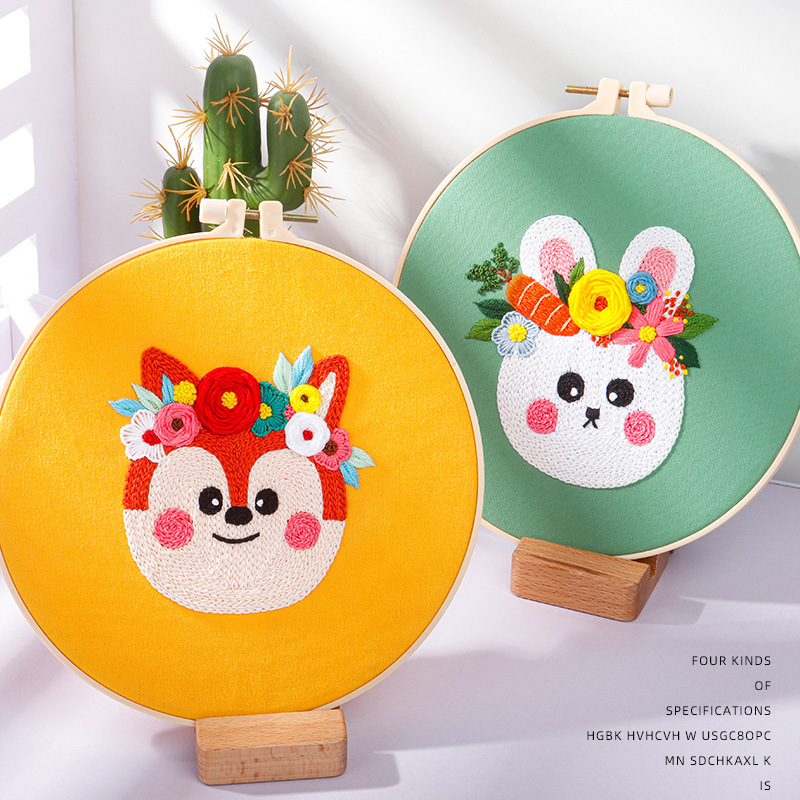 Nuevo original DIY bordado hecho a mano paquete material abstracto europeo animal Fox Tiger costura traje inglés