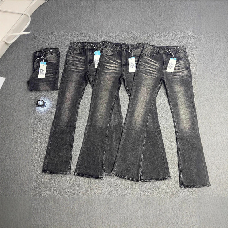 Unlabeled Dc Black Cow Bootcut Jeans, Retro Men's and Women's High Street Washed Straight Slim Fit Cleanfit Versatile God