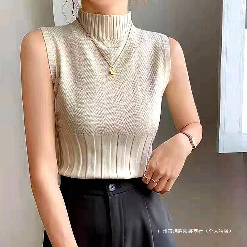 Camisole for Women, 2024 New Spring and Autumn Slim-Fit Half-High Collar Knitted Base Shirt, Paired with a Suit, Sleeveless Top Camisole for Women, 2024 New Spring and Autumn Slim-Fit Half-High Collar Knitted Base Shirt, Paired with a Suit, Sleeveless Top
