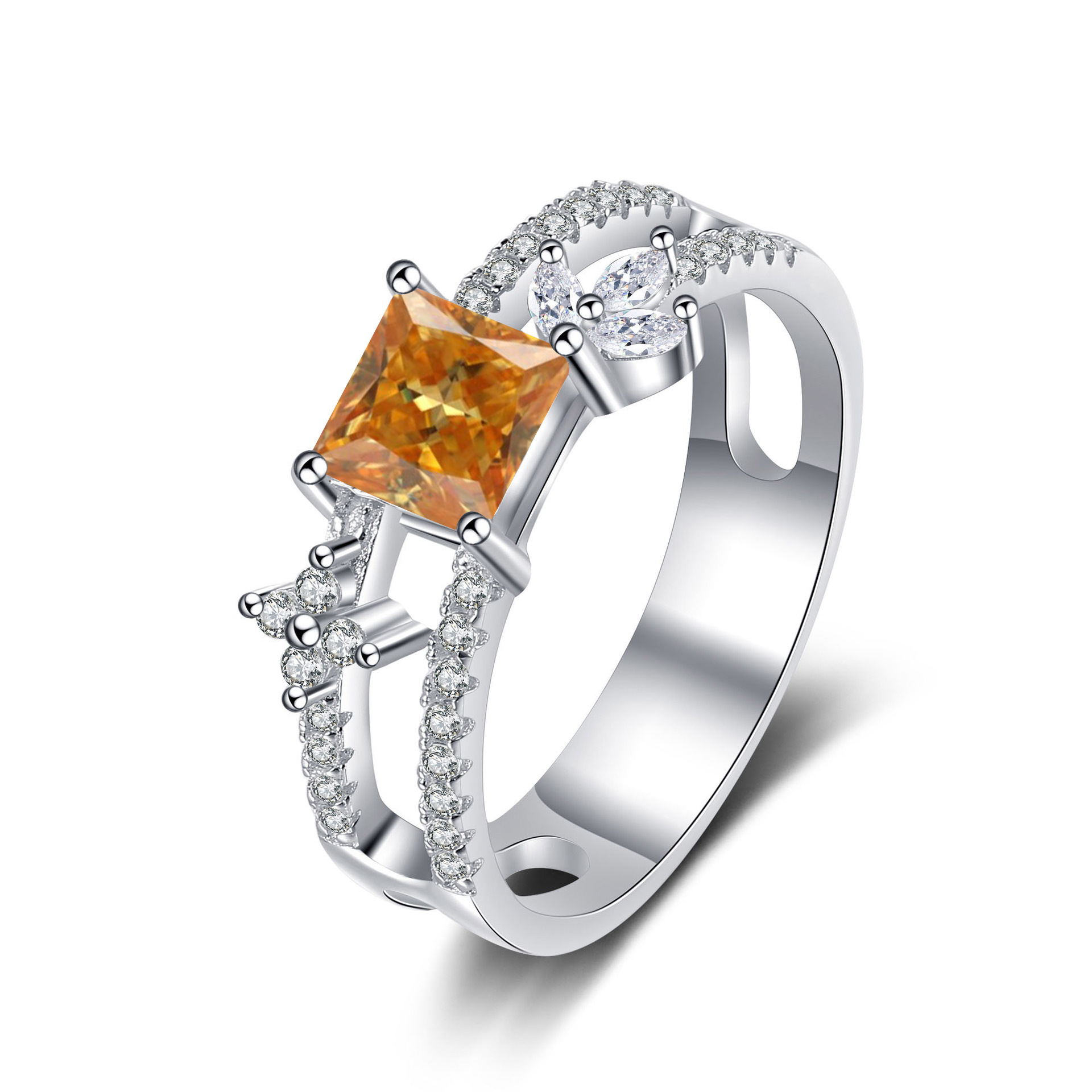 925 anillo de plata esterlina mujer nueva princesa de moda europea y americana Fang cuatro garras anillo de piedra de moissan plata fábrica en vivo