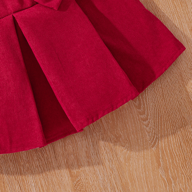 Completo moda bambina, gonna a mezza manica con fiocco grande, top a maniche lunghe, novità autunno e inverno, abbigliamento per bambini di medie dimensioni_voghion.com