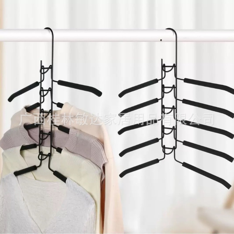 Cross-Border Multi-Layer Detachable Foam Layered Clothes Hanger Five-Layer Space-Saving Non-Slip Traceless Clothing Store Home Clothes Rack