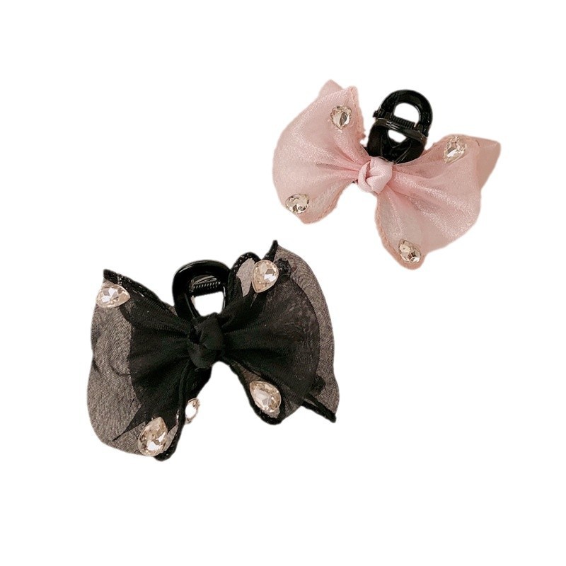 Elegante temperamento arco pequeño clip de agarre de cabello de mujer cabeza atrás medio clip de agarre de cabello nuevo toque de agarre de cabello de diamante